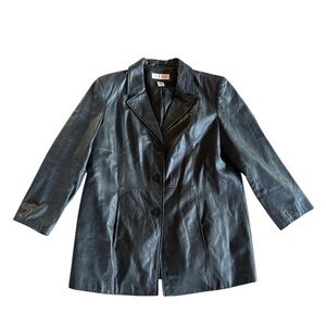 Vintage Preston & York Black Leather Jacket size Petite Large
